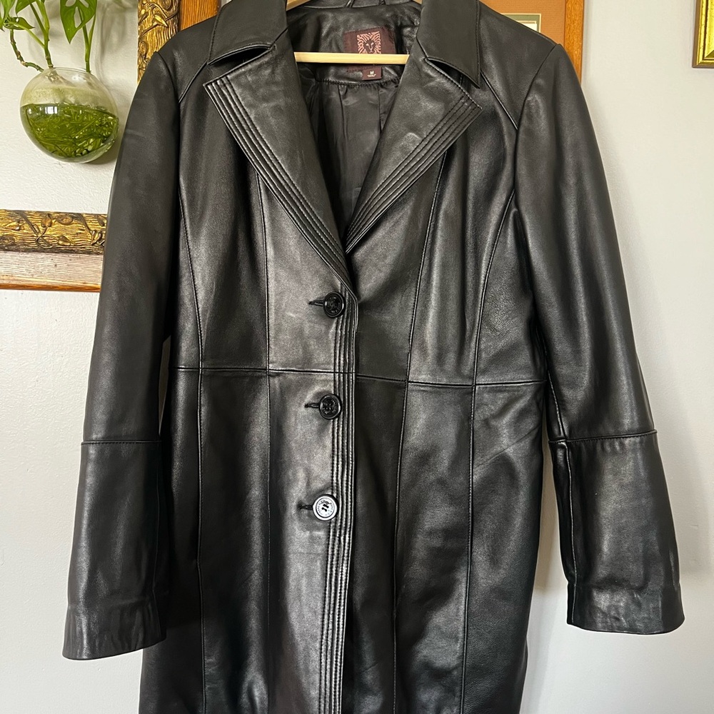 Women's Black Leather Coat